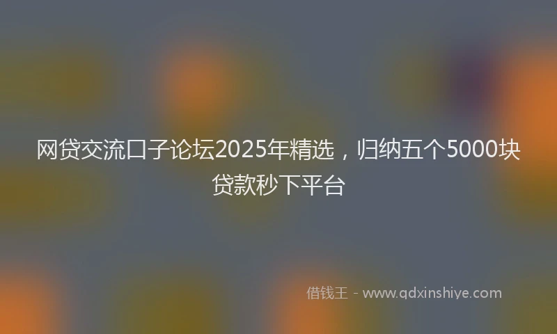 网贷交流口子论坛2025年精选，归纳五个5000块贷款秒下平台
