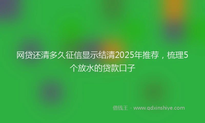 网贷还清多久征信显示结清2025年推荐，梳理5个放水的贷款口子