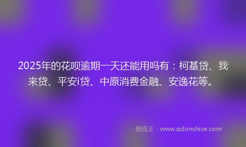2025年的花呗逾期一天还能用吗有：柯基贷、我来贷、平安i贷、中原消费金融、安逸花等。