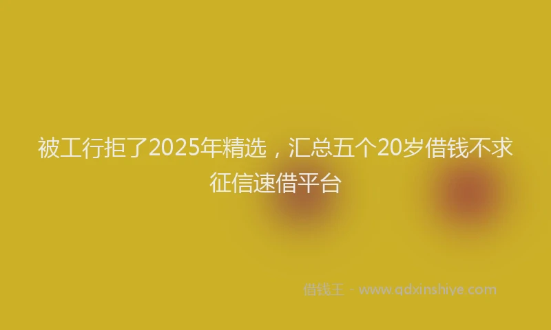 被工行拒了2025年精选，汇总五个20岁借钱不求征信速借平台