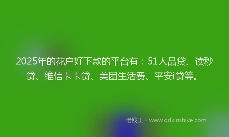 2025年的花户好下款的平台有：51人品贷、读秒贷、维信卡卡贷、美团生活费、平安i贷等。