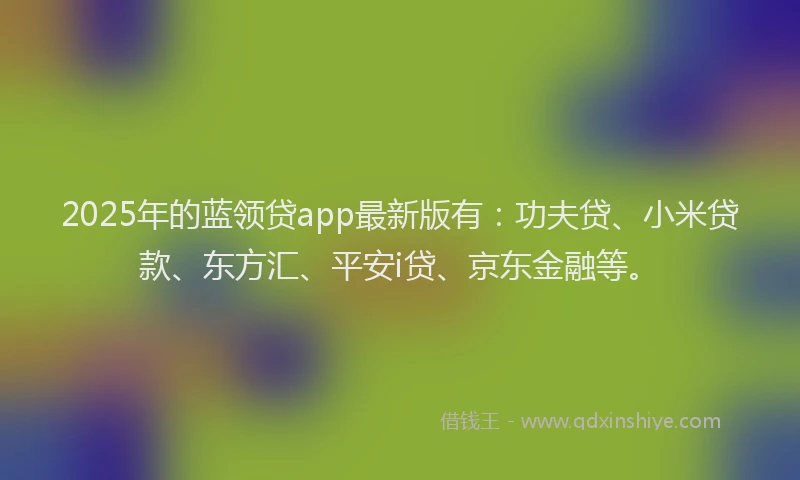 2025年的蓝领贷app最新版有：功夫贷、小米贷款、东方汇、平安i贷、京东金融等。