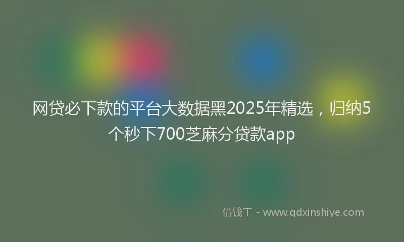 网贷必下款的平台大数据黑2025年精选，归纳5个秒下700芝麻分贷款app