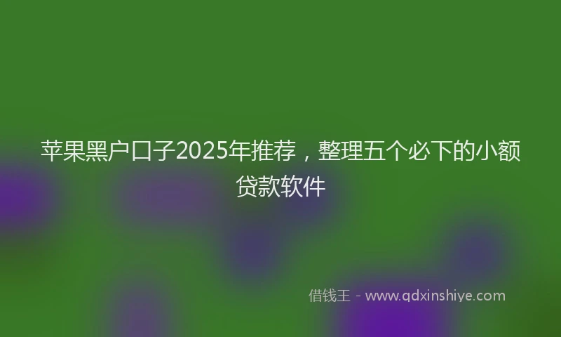 苹果黑户口子2025年推荐，整理五个必下的小额贷款软件