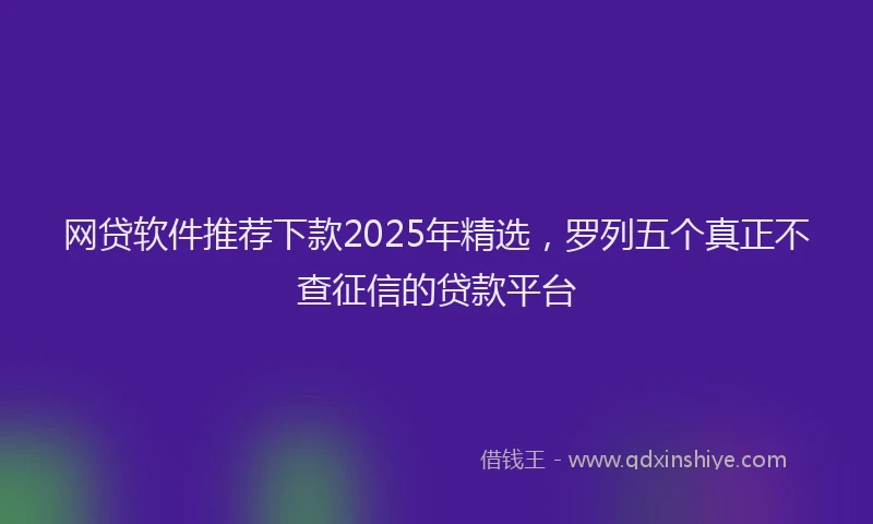 网贷软件推荐下款2025年精选，罗列五个真正不查征信的贷款平台