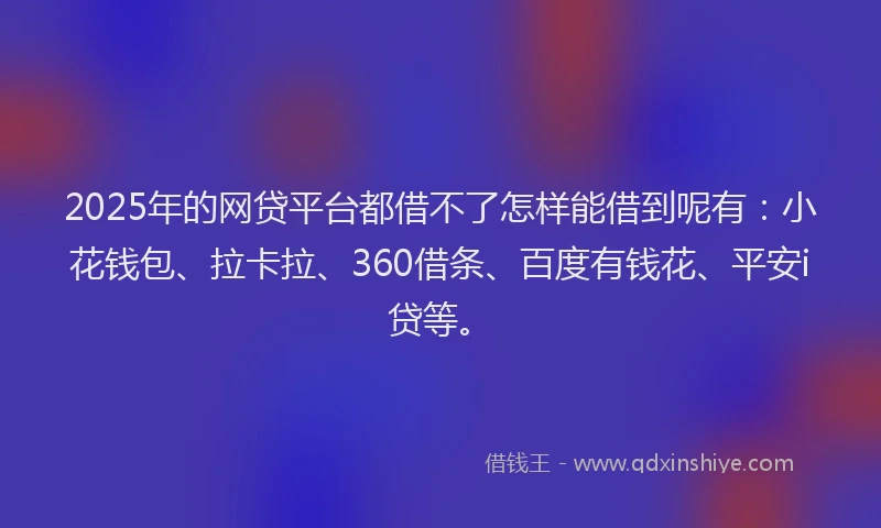 2025年的网贷平台都借不了怎样能借到呢有：小花钱包、拉卡拉、360借条、百度有钱花、平安i贷等。