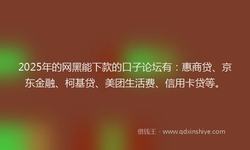 2025年的网黑能下款的口子论坛有：惠商贷、京东金融、柯基贷、美团生活费、信用卡贷等。