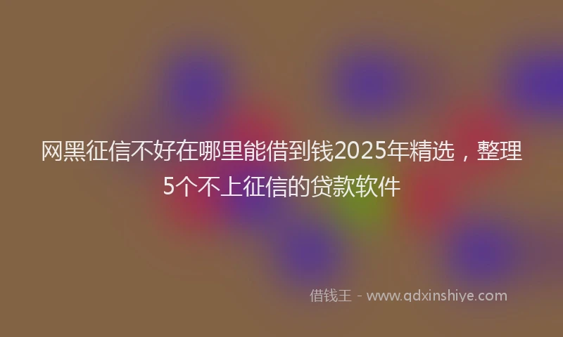 网黑征信不好在哪里能借到钱2025年精选，整理5个不上征信的贷款软件