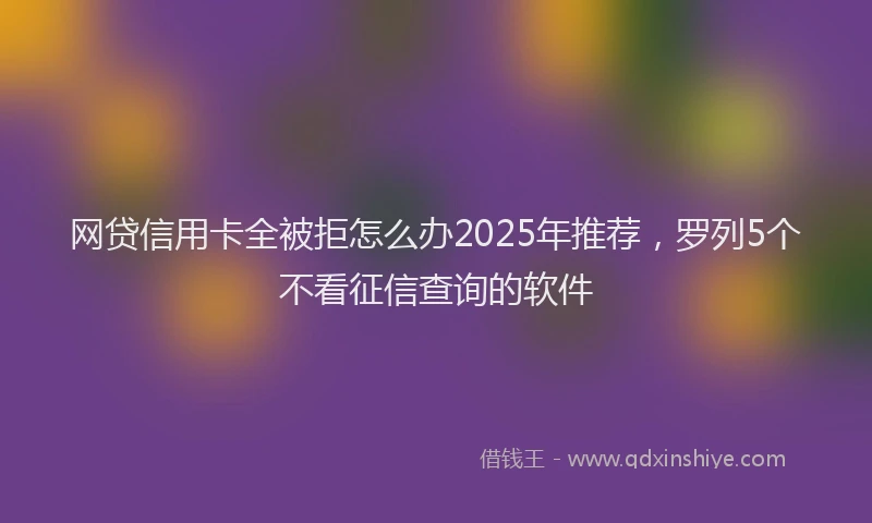 网贷信用卡全被拒怎么办2025年推荐，罗列5个不看征信查询的软件