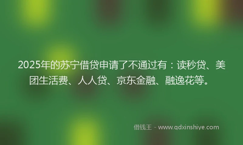 2025年的苏宁借贷申请了不通过有：读秒贷、美团生活费、人人贷、京东金融、融逸花等。