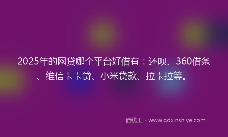 2025年的网贷哪个平台好借有：还呗、360借条、维信卡卡贷、小米贷款、拉卡拉等。