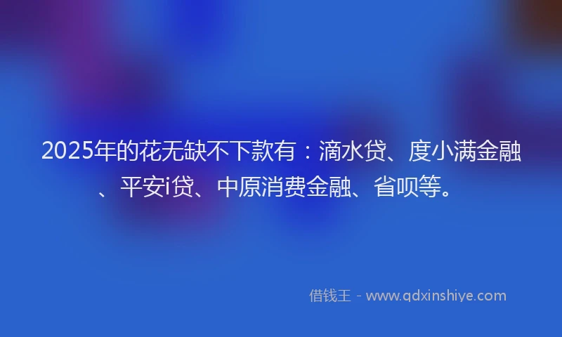 2025年的花无缺不下款有：滴水贷、度小满金融、平安i贷、中原消费金融、省呗等。