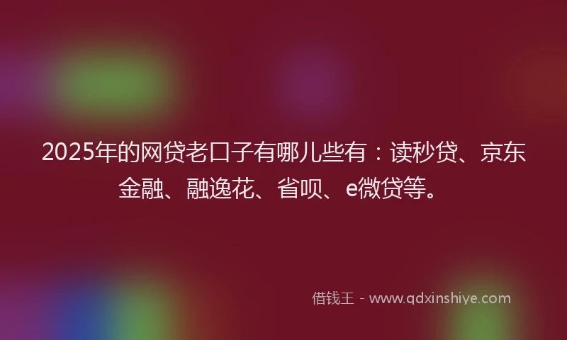 2025年的网贷老口子有哪儿些有：读秒贷、京东金融、融逸花、省呗、e微贷等。