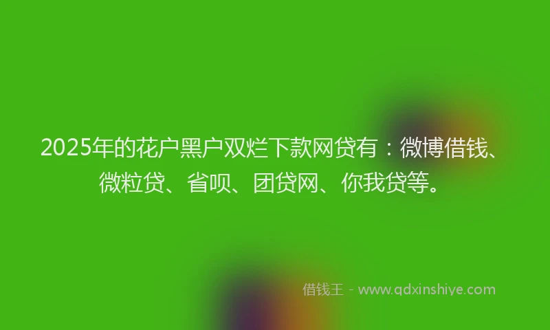 2025年的花户黑户双烂下款网贷有：微博借钱、微粒贷、省呗、团贷网、你我贷等。