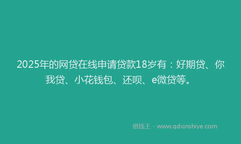 2025年的网贷在线申请贷款18岁有：好期贷、你我贷、小花钱包、还呗、e微贷等。