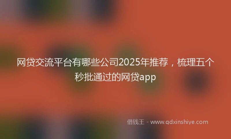 网贷交流平台有哪些公司2025年推荐，梳理五个秒批通过的网贷app