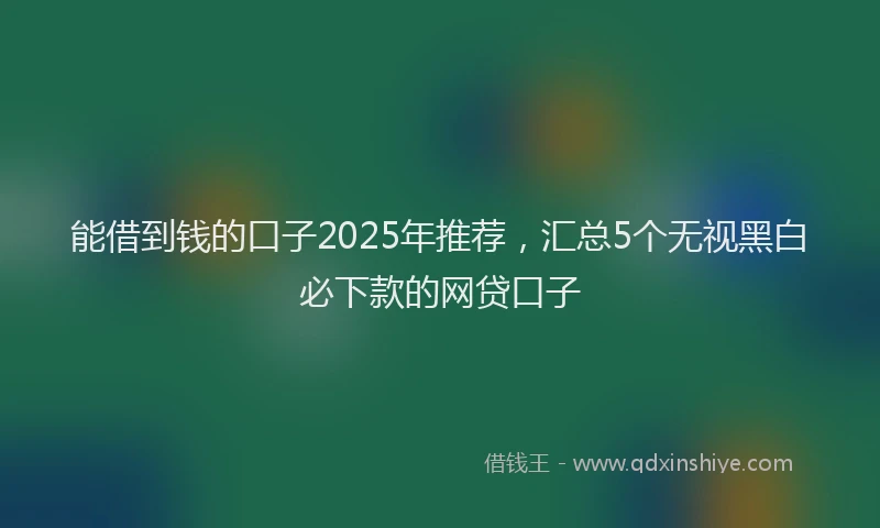 能借到钱的口子2025年推荐，汇总5个无视黑白必下款的网贷口子