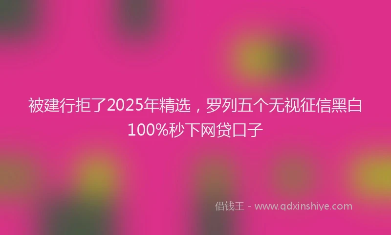 被建行拒了2025年精选，罗列五个无视征信黑白100%秒下网贷口子