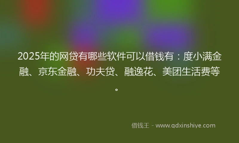 2025年的网贷有哪些软件可以借钱有：度小满金融、京东金融、功夫贷、融逸花、美团生活费等。
