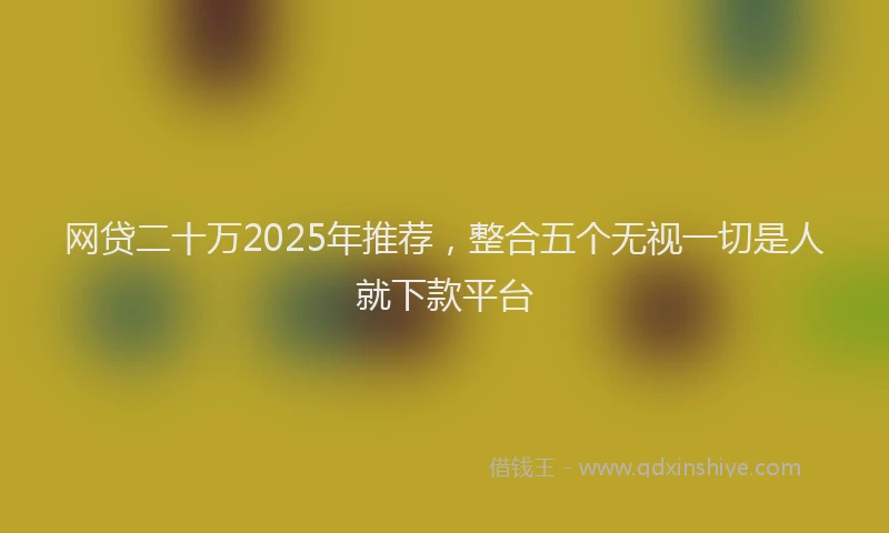 网贷二十万2025年推荐，整合五个无视一切是人就下款平台