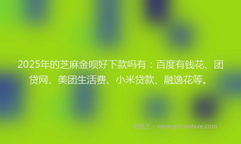 2025年的芝麻金呗好下款吗有：百度有钱花、团贷网、美团生活费、小米贷款、融逸花等。