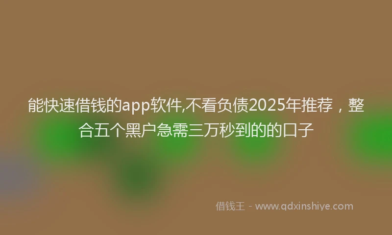 能快速借钱的app软件,不看负债2025年推荐，整合五个黑户急需三万秒到的的口子