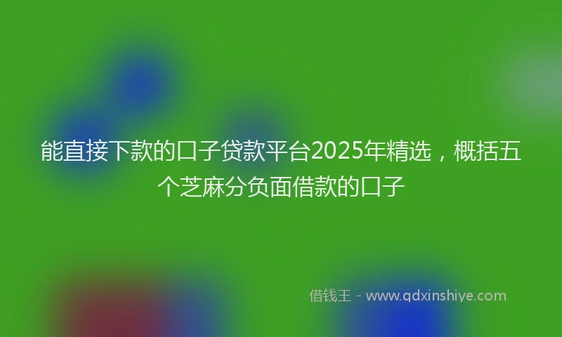 能直接下款的口子贷款平台2025年精选，概括五个芝麻分负面借款的口子