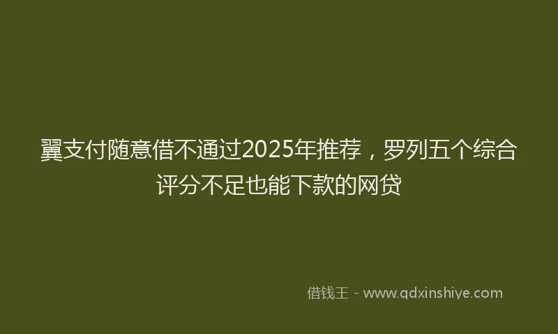 翼支付随意借不通过2025年推荐，罗列五个综合评分不足也能下款的网贷
