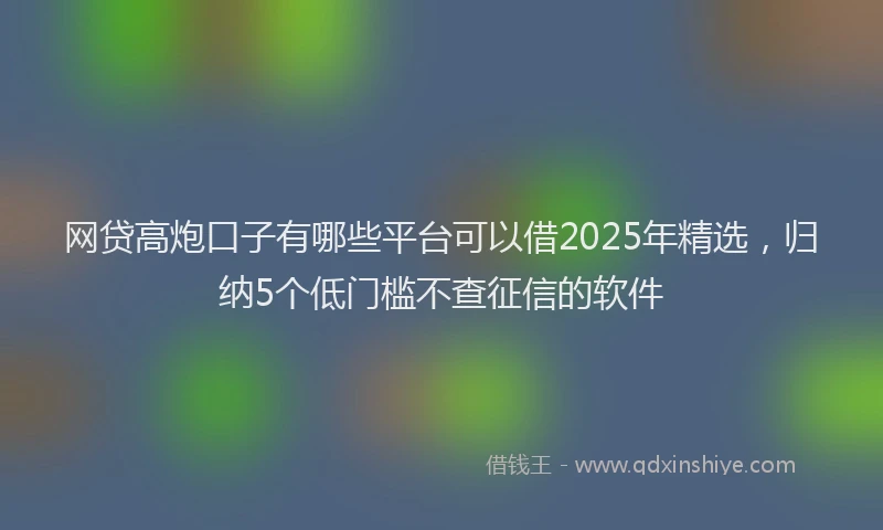 网贷高炮口子有哪些平台可以借2025年精选，归纳5个低门槛不查征信的软件