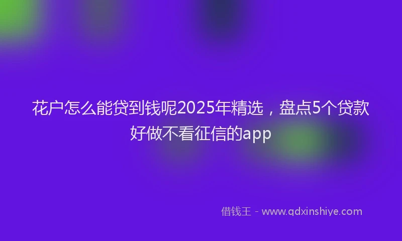 花户怎么能贷到钱呢2025年精选，盘点5个贷款好做不看征信的app