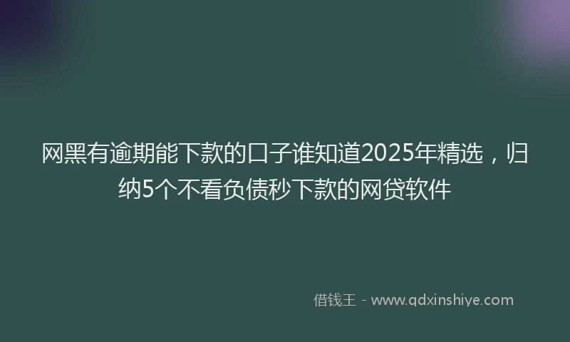 网黑有逾期能下款的口子谁知道2025年精选，归纳5个不看负债秒下款的网贷软件