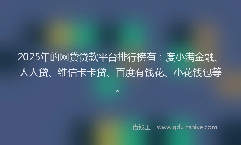 2025年的网贷贷款平台排行榜有：度小满金融、人人贷、维信卡卡贷、百度有钱花、小花钱包等。