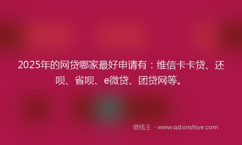 2025年的网贷哪家最好申请有：维信卡卡贷、还呗、省呗、e微贷、团贷网等。