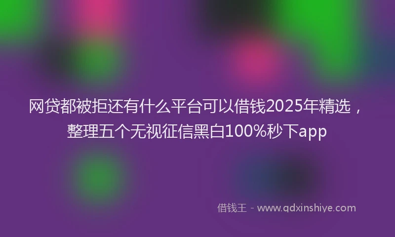 网贷都被拒还有什么平台可以借钱2025年精选，整理五个无视征信黑白100%秒下app