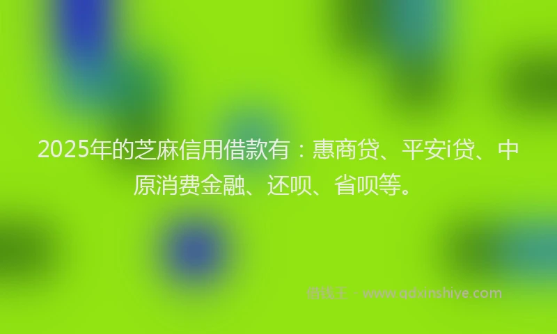 2025年的芝麻信用借款有：惠商贷、平安i贷、中原消费金融、还呗、省呗等。