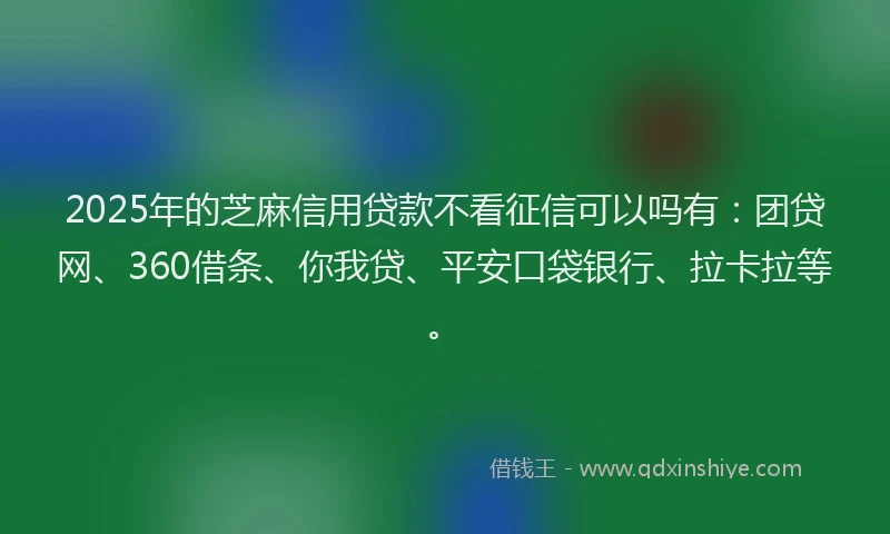 2025年的芝麻信用贷款不看征信可以吗有：团贷网、360借条、你我贷、平安口袋银行、拉卡拉等。