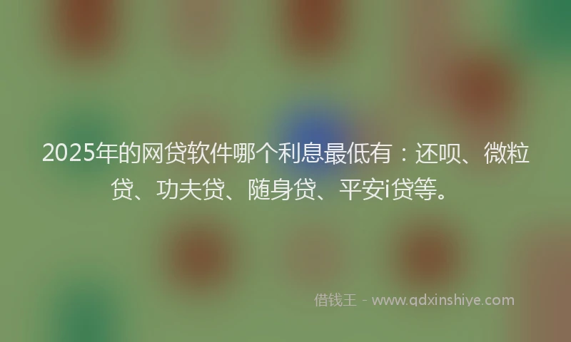 2025年的网贷软件哪个利息最低有：还呗、微粒贷、功夫贷、随身贷、平安i贷等。