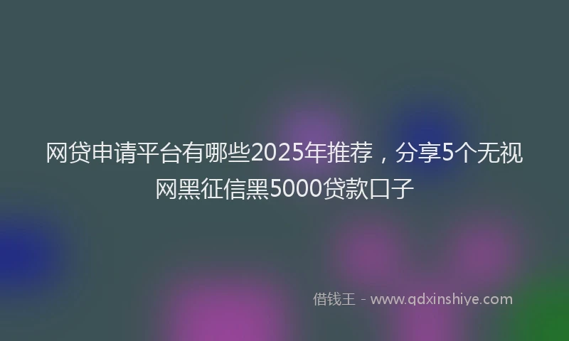 网贷申请平台有哪些2025年推荐，分享5个无视网黑征信黑5000贷款口子