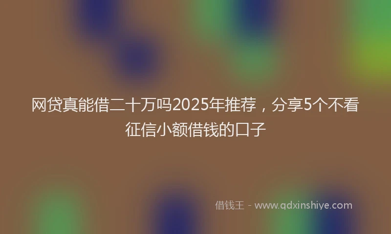 网贷真能借二十万吗2025年推荐，分享5个不看征信小额借钱的口子
