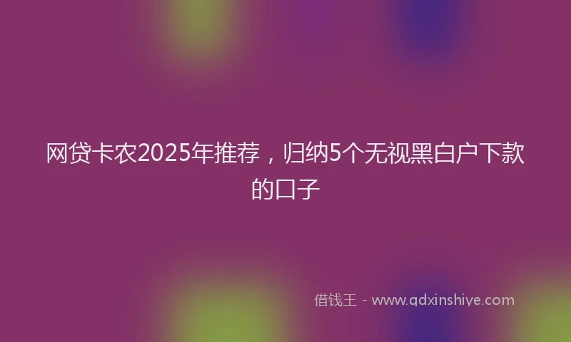 网贷卡农2025年推荐，归纳5个无视黑白户下款的口子