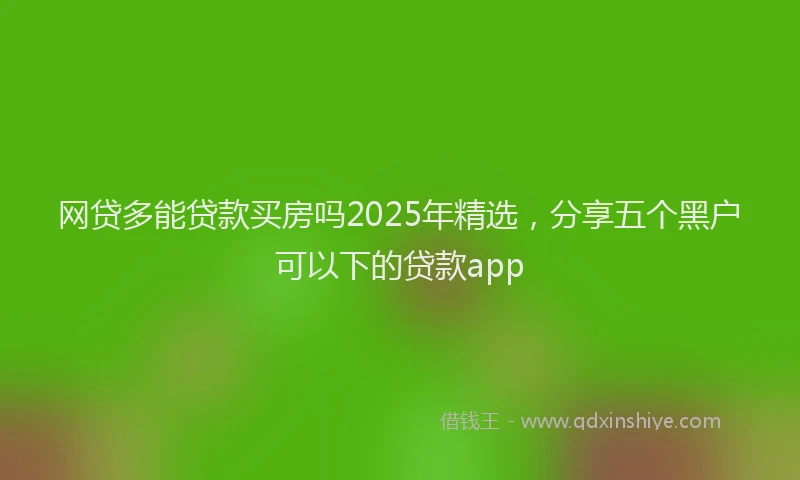 网贷多能贷款买房吗2025年精选，分享五个黑户可以下的贷款app