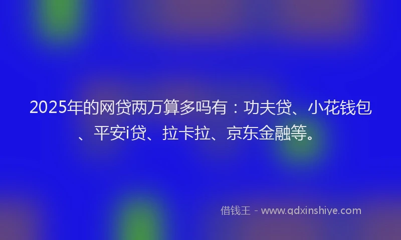2025年的网贷两万算多吗有：功夫贷、小花钱包、平安i贷、拉卡拉、京东金融等。