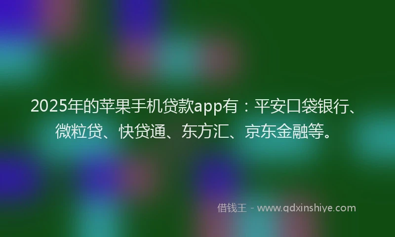 2025年的苹果手机贷款app有：平安口袋银行、微粒贷、快贷通、东方汇、京东金融等。