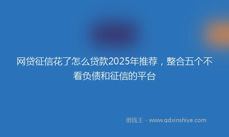 网贷征信花了怎么贷款2025年推荐，整合五个不看负债和征信的平台