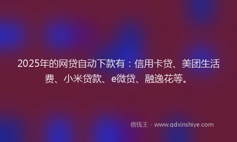 2025年的网贷自动下款有：信用卡贷、美团生活费、小米贷款、e微贷、融逸花等。