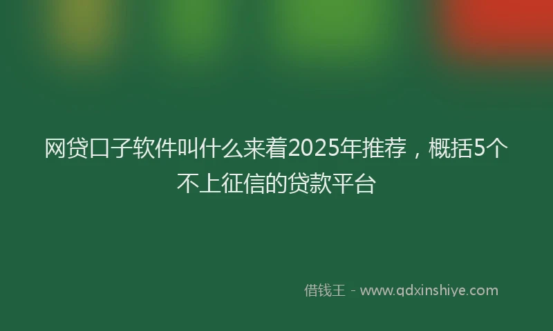 网贷口子软件叫什么来着2025年推荐，概括5个不上征信的贷款平台