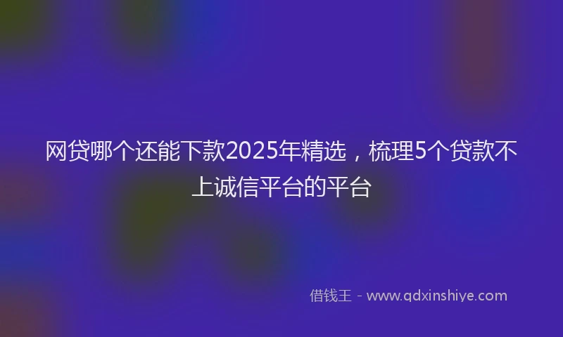 网贷哪个还能下款2025年精选，梳理5个贷款不上诚信平台的平台
