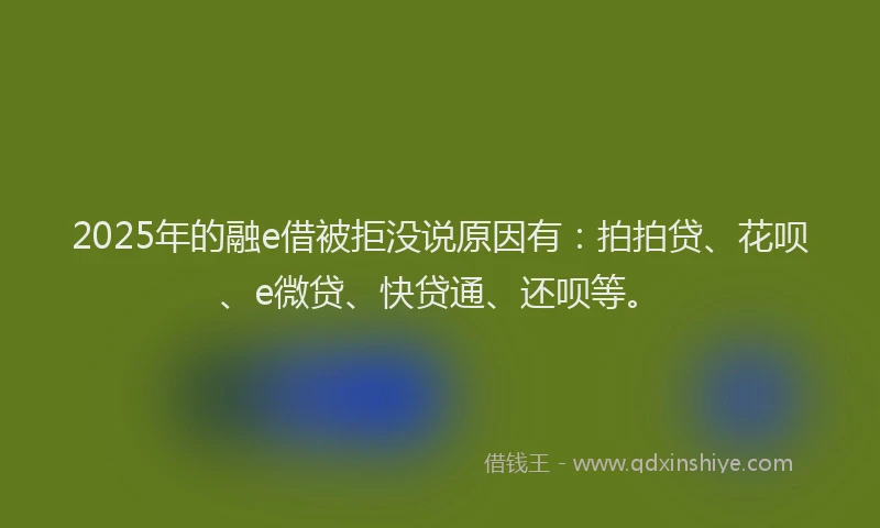 2025年的融e借被拒没说原因有：拍拍贷、花呗、e微贷、快贷通、还呗等。