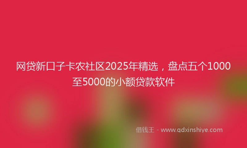 网贷新口子卡农社区2025年精选，盘点五个1000至5000的小额贷款软件