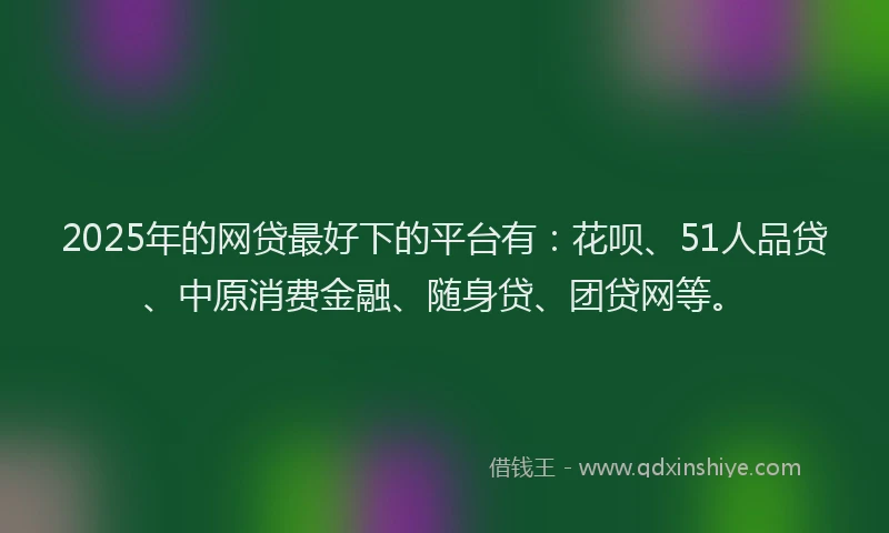 2025年的网贷最好下的平台有：花呗、51人品贷、中原消费金融、随身贷、团贷网等。